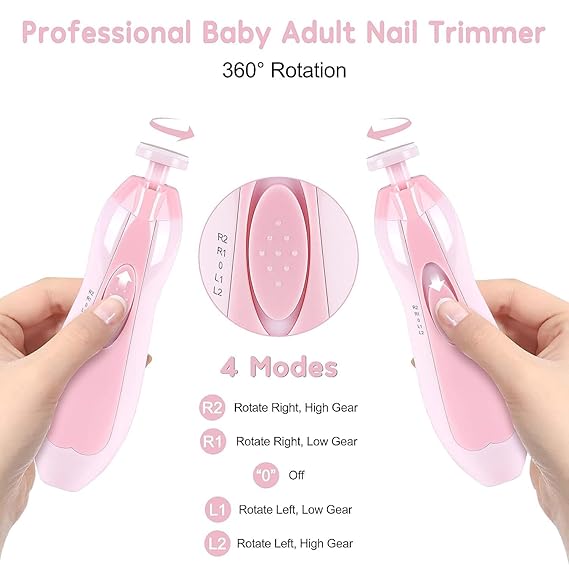 NeonateCare Baby Nail Clippers Safe for NewbornToddler Toes Fingernails Care Trim Kit 6 Grinding Heads-Pink nail trimmer