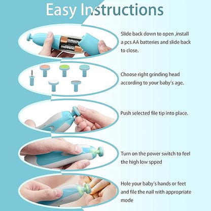 NeonateCare Baby Nail Clippers Safe for NewbornToddler Toes Fingernails Care Trim Kit 6 Grinding Heads-Pink nail trimmer